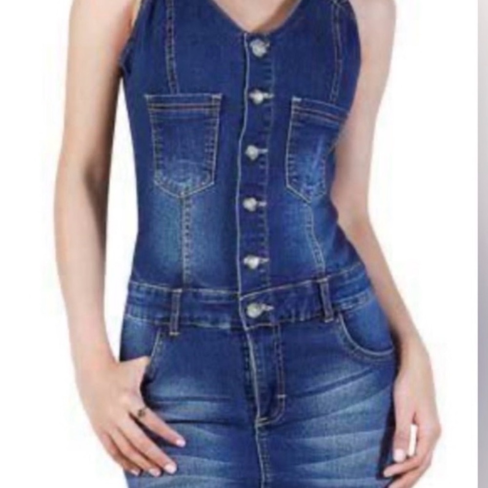 Blue Denim Bodycon Button-Front Dress Cowgirl Rodeo‎ Western